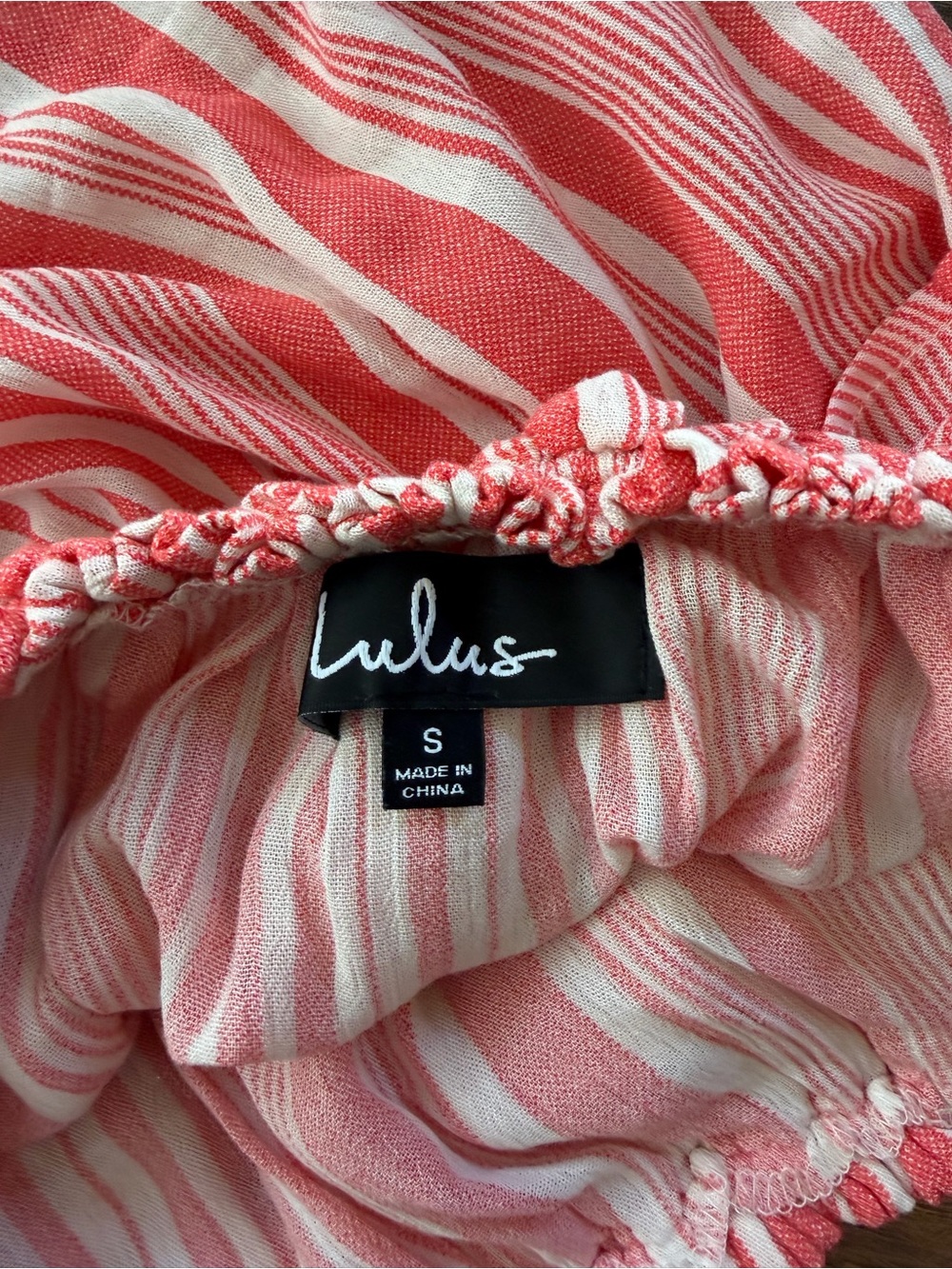 Lulu's Coral-Striped Off-Shoulder Ruffle Crop Top - Picture 4 of 4
